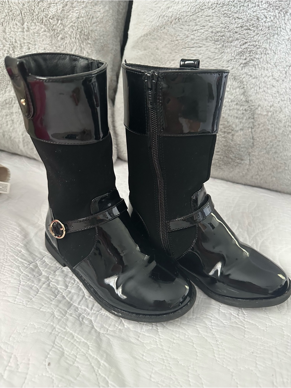 Gymboree Black Patent Lace-Up Style Mid-Calf Boots